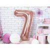 PartyDeco Fóliový balón číslo 7 ružové zlato 86 cm