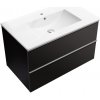 CERANO - Kúpeľňová skrinka pod umývadlo s úchytkou Velora + keramické umývadlo Todo - čierna matná, chrómová úchytka - 79x53x46 cm CERANO - Kúpeľňová skrinka pod umývadlo s úchytkou Velora + keramické umývadlo Todo - čierna matná, chrómová úchytka - 79x53x46 cm
