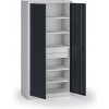 Policová dielenská skriňa 2-dverová, 5 políc + 2 zásuvky, 1950 × 950 × 500 mm, grafitové dvere Policová dielenská skriňa 2-dverová, 5 políc + 2 zásuvky, 1950 × 950 × 500 mm, grafitové dvere
