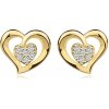 Šperky eshop - Náušnice zo žltého 14K zlata - obrys srdca, srdiečko s čírymi zirkónmi S5GG255.69 Šperky eshop - Náušnice zo žltého 14K zlata - obrys srdca, srdiečko s čírymi zirkónmi S5GG255.69