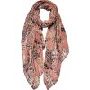Clayre & Eef Ružová dámska šatka s béžovo-čiernymi listami - 90*180 cm - Clayre & Eef Clayre & Eef Ružová dámska šatka s béžovo-čiernymi listami - 90*180 cm - Clayre & Eef