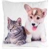 EUROFIRANY Obliečka na vankúš ANIMAL 70 45x45 cm pes a mačka EUROFIRANY Obliečka na vankúš ANIMAL 70 45x45 cm pes a mačka