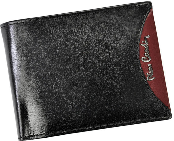 Pierre Cardin Jednoduchá čierno bordová kožená peňaženka 29 8805 RFID