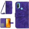 Peňaženkové kožené puzdro Skin Feel Sun Flower na Motorola Moto E20 / E30 / E40 - Tmavo Fialová Peňaženkové kožené puzdro Skin Feel Sun Flower na Motorola Moto E20 / E30 / E40 - Tmavo Fialová