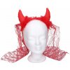 Set karneval - čelenka s rohmi a závojom červená Set karneval - čelenka s rohmi a závojom červená