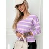Fashionweek Dámsky sveter pruhovaný s výstrihom do V NB82307 Farba: LILAC, Veľkosť: Universal Fashionweek Dámsky sveter pruhovaný s výstrihom do V NB82307 Farba: LILAC, Veľkosť: Universal