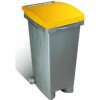 Odpadkový kôš s farebným vekom, 80 litrů, žltý Odpadkový kôš s farebným vekom, 80 litrů, žltý