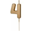 Sviečka PartyDeco Číslo 4 gold 4,5cm Sviečka PartyDeco Číslo 4 gold 4,5cm