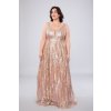 Dámske dlhé trblietavé spoločenské šaty pre moletky - staroružové - 42 Dámske dlhé trblietavé spoločenské šaty pre moletky - staroružové - 42