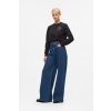 Karl Lagerfeld BELTED WIDE LEG DENIM PANTS DARK BLUE DENIM