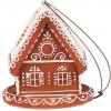 Vianočná dekorácia perníkový domček so zasneženou strechou, závesný, polyresin, LED Vianočná dekorácia perníkový domček so zasneženou strechou, závesný, polyresin, LED