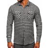 Čierno-biela pánska flanelová košeľa s károvaným vzorom a dlhými rukávmi Bolf 22701 Čierno-biela pánska flanelová košeľa s károvaným vzorom a dlhými rukávmi Bolf 22701