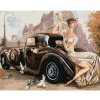Diamondi Diamantové maľovanie - DÁMA PRI RETRO AUTE Rámovanie: vypnuté plátno na rám, Rozmer: 40x50 cm Diamondi Diamantové maľovanie - DÁMA PRI RETRO AUTE Rámovanie: vypnuté plátno na rám, Rozmer: 40x50 cm