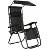 Záhradné polohovacie kreslo so strieškou SPRINGOS ZERO GRAVITY čierne Záhradné polohovacie kreslo so strieškou SPRINGOS ZERO GRAVITY čierne