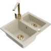 Mexen Carlos granitový drez 1,5-komorový s kuchynským kohútikom Rita, béžový - 6518-69-670300-50 Mexen Carlos granitový drez 1,5-komorový s kuchynským kohútikom Rita, béžový - 6518-69-670300-50