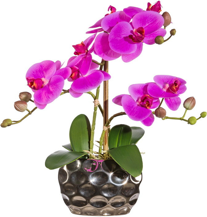 Umelá kvetina Orchidea fialová v kvetináči, 30cm