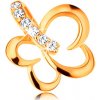 Šperky eshop - Prívesok zo žltého 14K zlata - lesklý obrys motýľa, zirkónové očko na retiazku S2GG120.15 Šperky eshop - Prívesok zo žltého 14K zlata - lesklý obrys motýľa, zirkónové očko na retiazku S2GG120.15