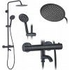 Rea Lungo, sprchový set s vaňovým výtokom a dažďovou hlavovou a ručnou sprchou, čierna matná, REA-P4113 Rea Lungo, sprchový set s vaňovým výtokom a dažďovou hlavovou a ručnou sprchou, čierna matná, REA-P4113