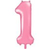 PartyDeco Fóliový balón narodeninové číslo 1 ružový 86cm PartyDeco Fóliový balón narodeninové číslo 1 ružový 86cm