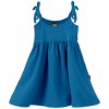 Dětské šaty vázání na ramenou tmavý tyrkys