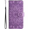 Peňaženkové puzdro Embossing Pattern Slnečnica fialové – Apple iPhone 14 Pro Max Peňaženkové puzdro Embossing Pattern Slnečnica fialové – Apple iPhone 14 Pro Max