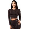 Seamless crop top s dlouhým rukávem POWER 892 tmavě hnědý