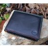 Čierna pánska peňaženka červené modré prešívanie luxusná koža Čierna pánska peňaženka červené modré prešívanie luxusná koža