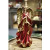 Červeno zlatá figúrka anjel s trúbkou 38cm 28391 Červeno zlatá figúrka anjel s trúbkou 38cm 28391