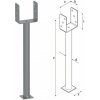 Domax zapustená pätka stĺpika typu U PS R500 90 - 91 x 60 x 124 x 4.0 mm