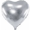PartyDeco Fóliový balón srdce - strieborné 45 cm PartyDeco Fóliový balón srdce - strieborné 45 cm