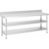 Royal Catering Pracovný stôl z nehrdzavejúcej ocele - s lemom - 200 x 60 x 16,5 cm - 235 kg - 2 police RCAT-200/60-SPS3SH Royal Catering Pracovný stôl z nehrdzavejúcej ocele - s lemom - 200 x 60 x 16,5 cm - 235 kg - 2 police RCAT-200/60-SPS3SH