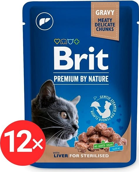 Brit premium cat pouches Liver for Sterilised 12 x 100 g