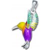 Strieborný prívesok Kolibrík farebný Strieborný prívesok Kolibrík farebný