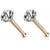 Šperky eshop - Rovný piercing do nosa z 316L ocele - okrúhly číry zirkón, PVD, 0,8 mm, priemer 2 mm W30.24 - Farba: Zlatá Šperky eshop - Rovný piercing do nosa z 316L ocele - okrúhly číry zirkón, PVD, 0,8 mm, priemer 2 mm W30.24 - Farba: Zlatá