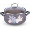 Metalac Hluboký hrnec Elegant se skleněnou poklicí lístky šedé 20 cm 4 l D2-20-49