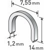 EXTOL PREMIUM 8852305 spony oblé, balení 1000ks, 14mm, 7,55x0,52x1,2mm