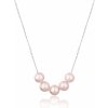 JwL Luxury Pearls Jemný strieborný náhrdelník s ružovými riečnymi perlami JL0784