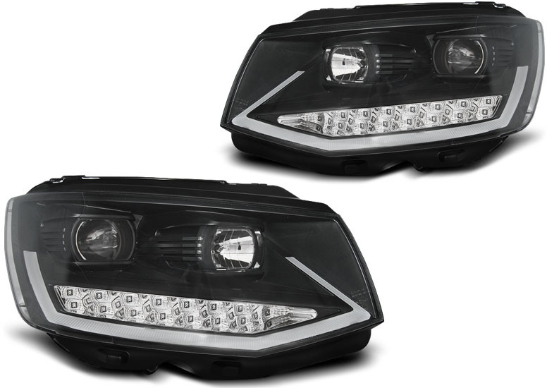 TUNING-TEC Predné svetlá, VW T6, 2015- , BLACK CHROME TUBE LIGHT LED DRL