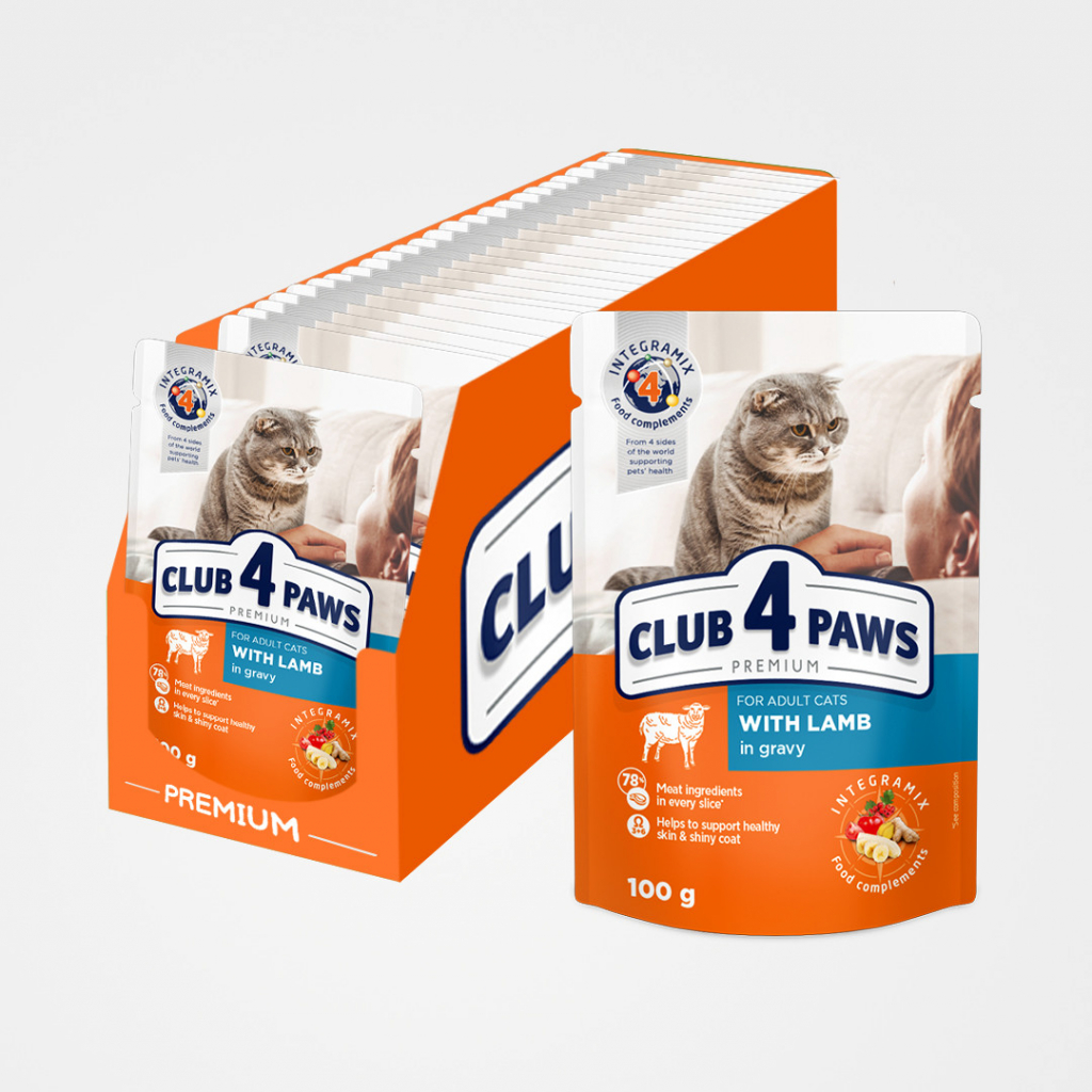 CLUB 4 PAWS Premium With lamb in gravy For adult cats 24 x 100 g