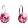 Evolution Group strieborné náušnice visiace s kryštálmi Swarovski ružové okrúhle 31106.3