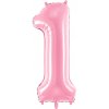PartyDeco Fóliový balón narodeninové číslo 1 ružový 86cm PartyDeco Fóliový balón narodeninové číslo 1 ružový 86cm
