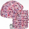 Dráče Flísová čiapka a nákrčník Dráča Yetti 14 ružová kvietky