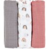 PETITE&MARS Sada plienok bambusová mušelínová 3ks Moussy Rose Rainbows, 68 x 68 cm PETITE&MARS Sada plienok bambusová mušelínová 3ks Moussy Rose Rainbows, 68 x 68 cm