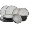 HIT Jedálenská sada tanierov Kos čierna sivá 18 ks