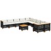VidaXL 11-dielna záhradná sedacia súprava, čierne podušky, PE ratan VidaXL 11-dielna záhradná sedacia súprava, čierne podušky, PE ratan