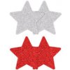 Nálepky na bradavky hviezdy červená a strieborná 4 ks