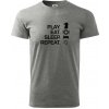 Eat sleep play - šach - Klasické pánske tričko vyššej gramáže - S ( Tmavosivý melír ) Eat sleep play - šach - Klasické pánske tričko vyššej gramáže - S ( Tmavosivý melír )