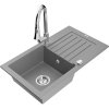 Mexen Pablo, 1-komorový granitový drez 752x436x161 mm a drezová batéria Elia, šedá, 6510-71-670101-00 Mexen Pablo, 1-komorový granitový drez 752x436x161 mm a drezová batéria Elia, šedá, 6510-71-670101-00
