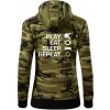 Stolný tenis - eat sleep - Mikina dámska trendy zipper s kapucňou - M ( Zelený maskáč ) Stolný tenis - eat sleep - Mikina dámska trendy zipper s kapucňou - M ( Zelený maskáč )