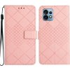 Peňaženkové kožené puzdro Rhombic Grid na Motorola Edge 40 Pro - Ružová Peňaženkové kožené puzdro Rhombic Grid na Motorola Edge 40 Pro - Ružová